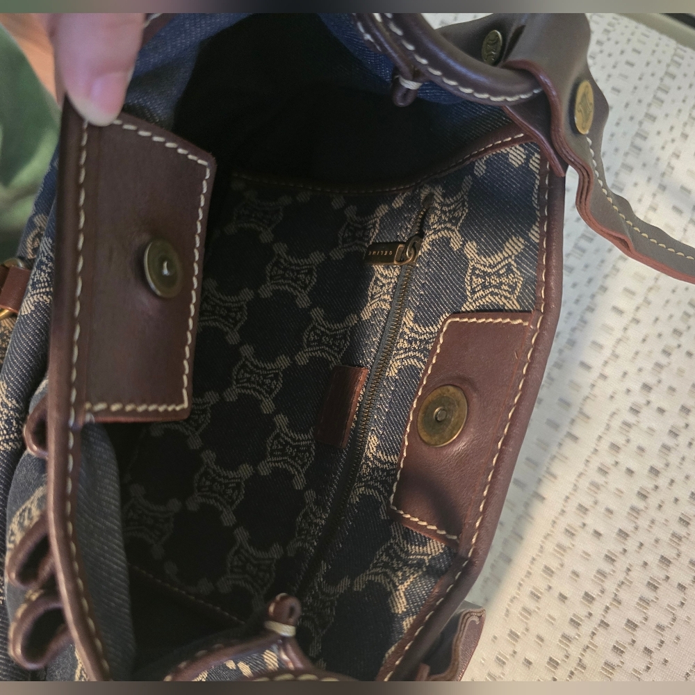 Celine Vintage Triomphe Denim Shoulder Bag - Picture 4 of 7